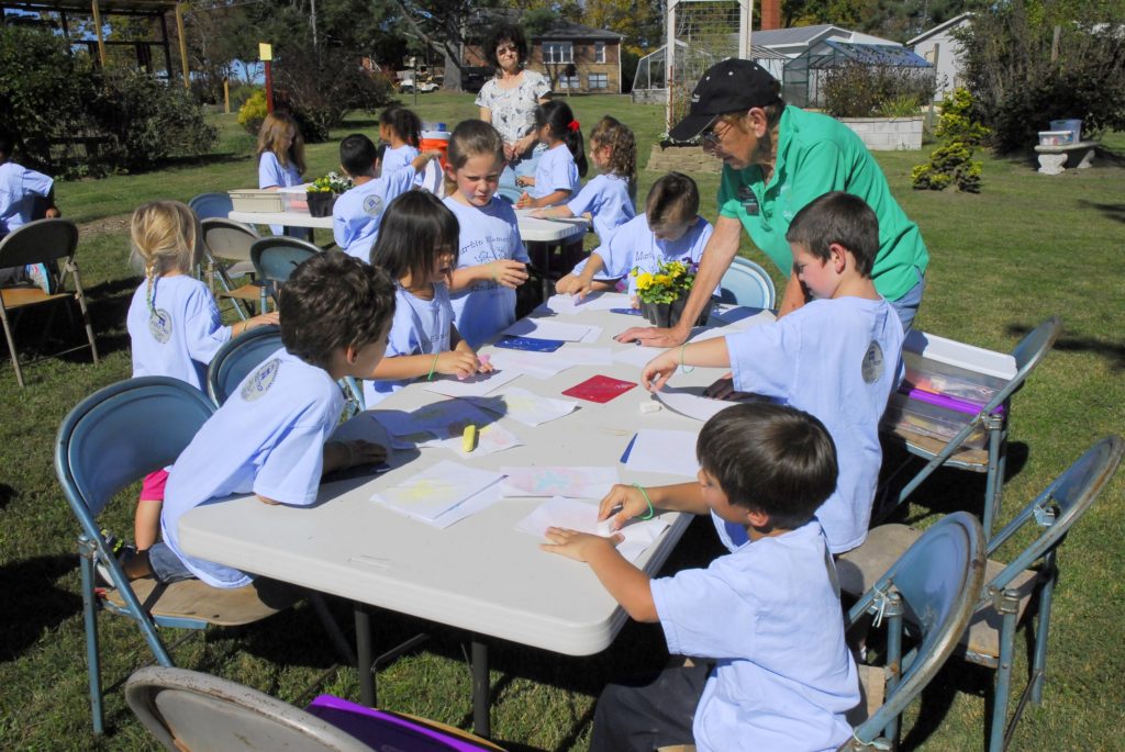 Children coloring tables at the Fall Gardeners’ Festival